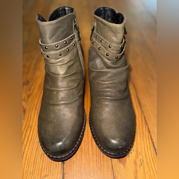Propet Taupe Olive Studded Strap Ankle Boots - Picture 1 of 7
